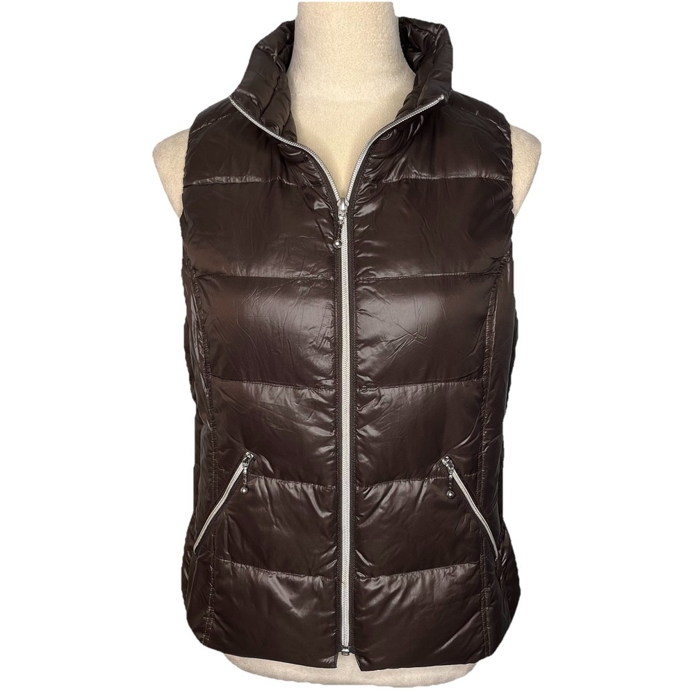 Coatology New York Puffer Vest Women's M Brown Down Quilted Outdoor City Travel